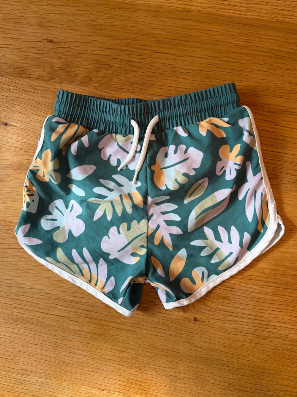 Little Co. Kids Tropical Leaf Print Green Swim Shorts 2T